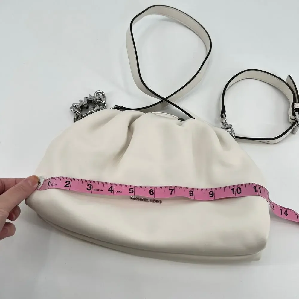 Michael Kors Nola Small Crossbody Bag white silver hardware clasp travel - Picture 9 of 9